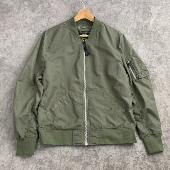 Alpha Industries Jacket Womens Medium MA-1 Bomber Flyer Full Zip Olive Green - Picture 1 of 13